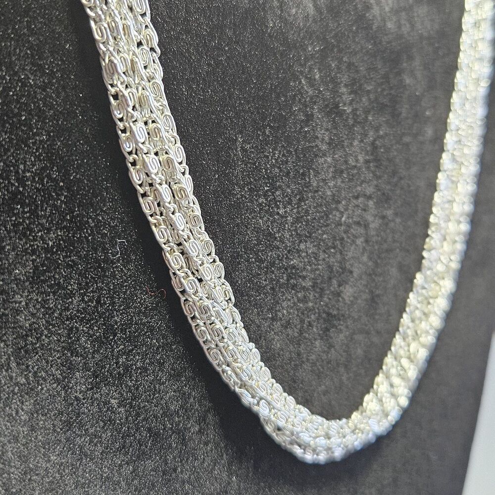 Vintage Sarah Coventry Multi Strand S-Link Silver Tone Necklace 15.5" 1960s - Picture 6 of 14
